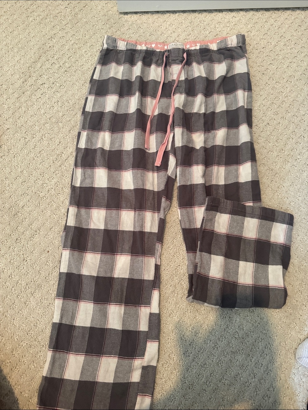 P.J. Salvage Kids Plaid Flannel Pajama Pants in Gray, White & Pink